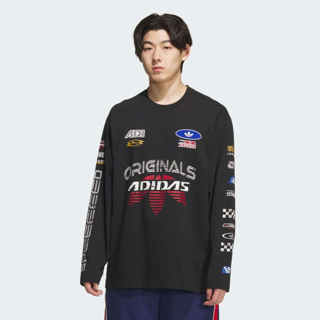 adidas/阿迪达斯 MOTO LONGSLEEVE赛车风运动宽松长袖T恤 KH1199