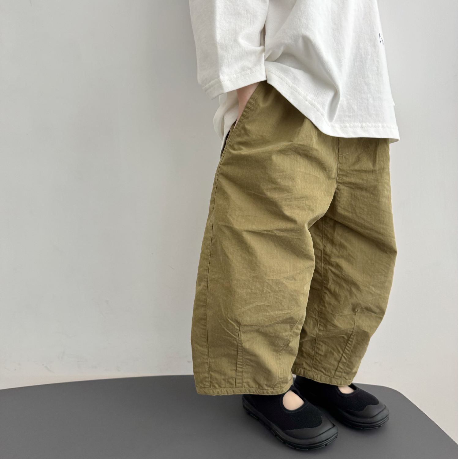  miniwhy亲子童装 | 干爽素净棉+锦 芥末黄暗格纹挺括气球裤"25春