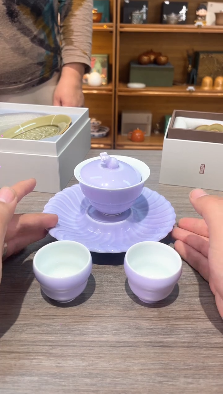 【闪购商品】紫外白里三才盖碗加两个紫外白里杯