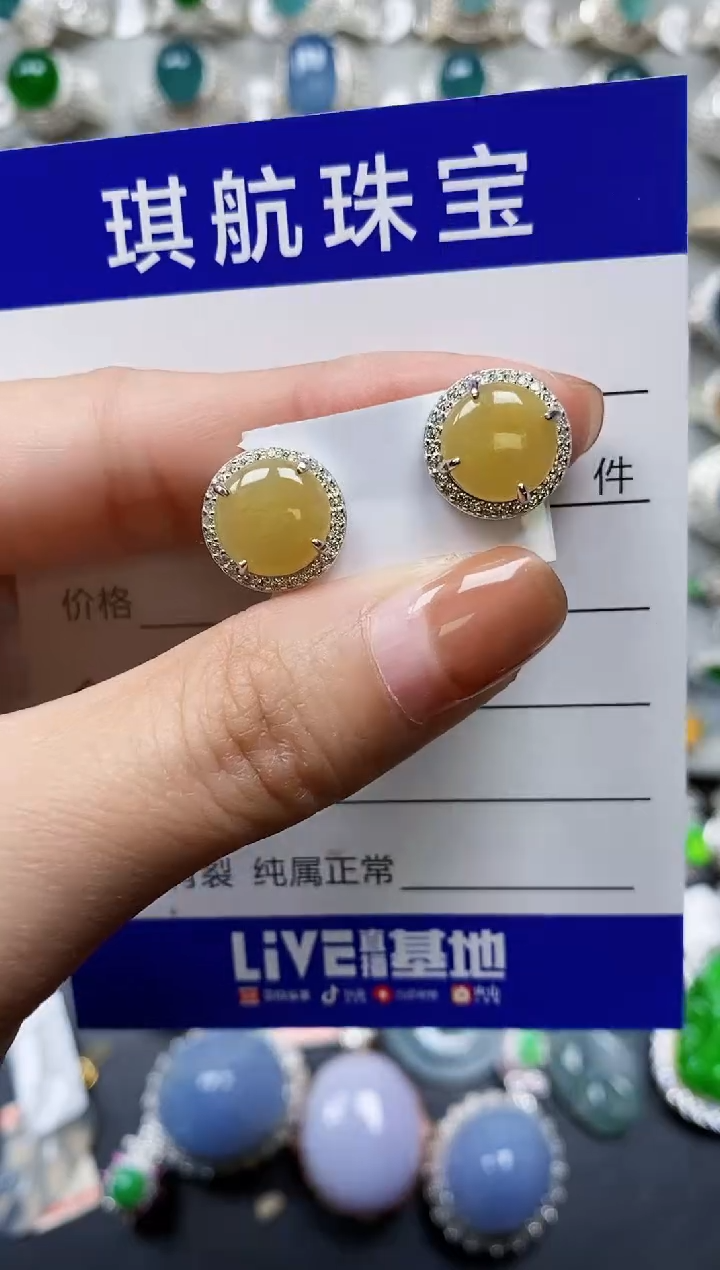 【闪购商品】翡翠耳饰银S925镶嵌0450