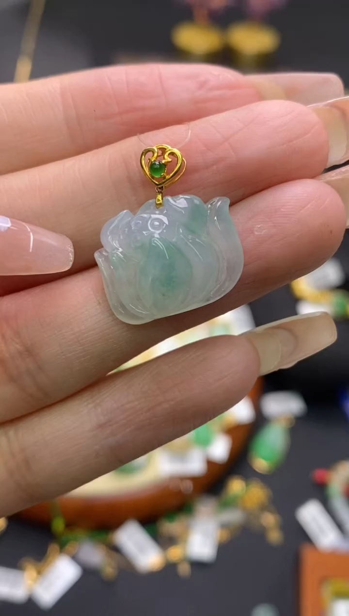 【闪购商品】翡翠颈饰18K金镶嵌净货18526