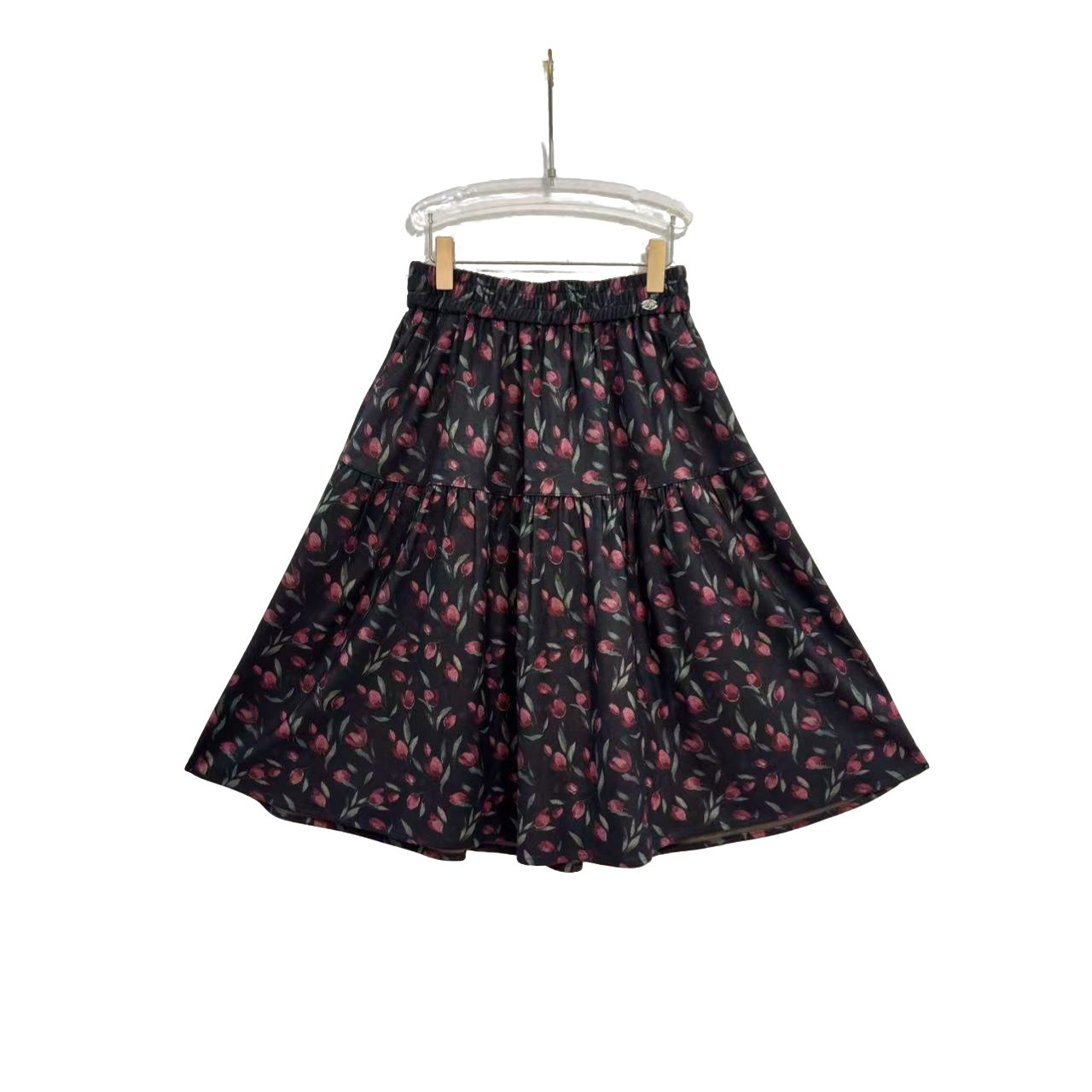 桐然精选008#秋冬新款高端气质时尚百搭显瘦印花松紧腰中长裙