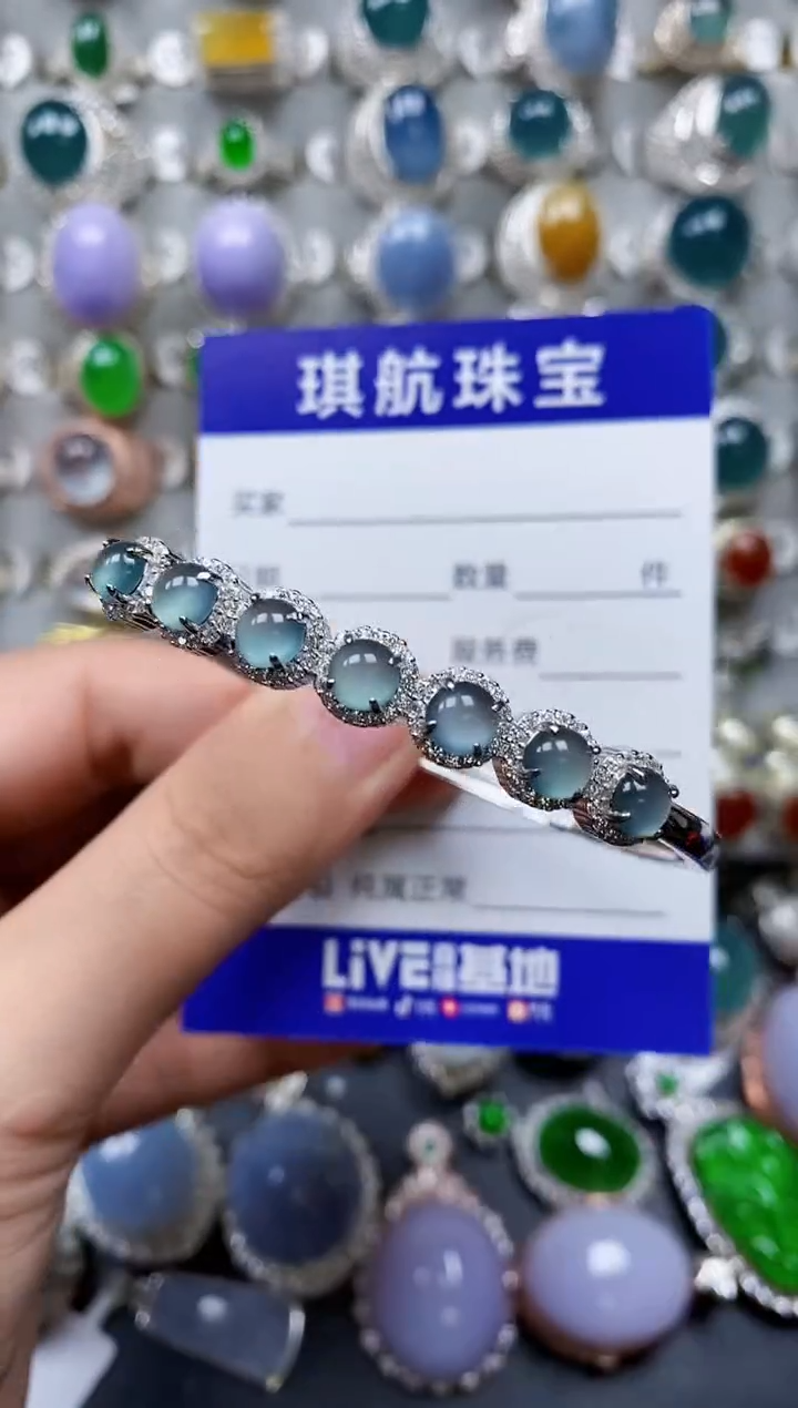 【闪购商品】翡翠手镯银S925镶嵌0125