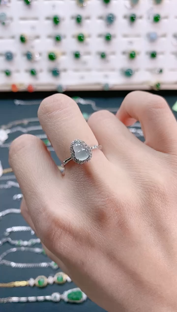 【闪购商品】翡翠戒指银S925镶嵌天然翡翠