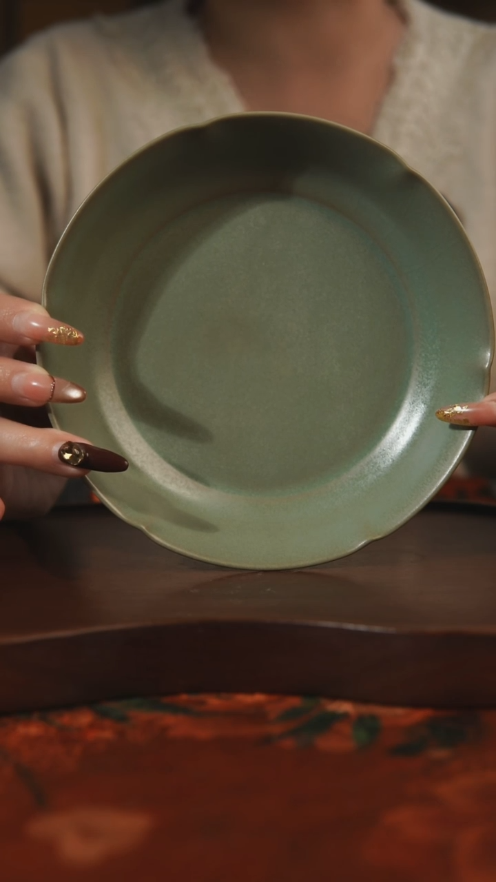 杯子瓷破****草汝州原产地原矿仿古老釉q葵口洗