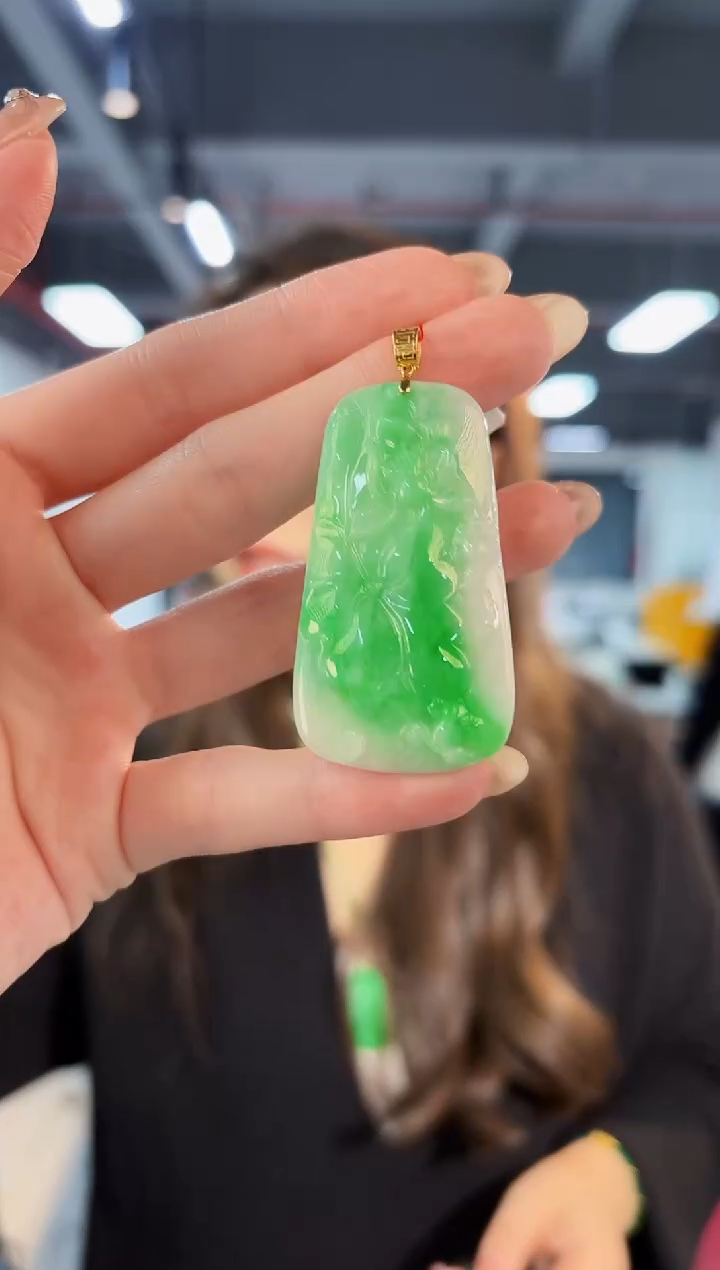 【闪购商品】翡翠颈饰18K金镶嵌缅料A货/支持复检/一件