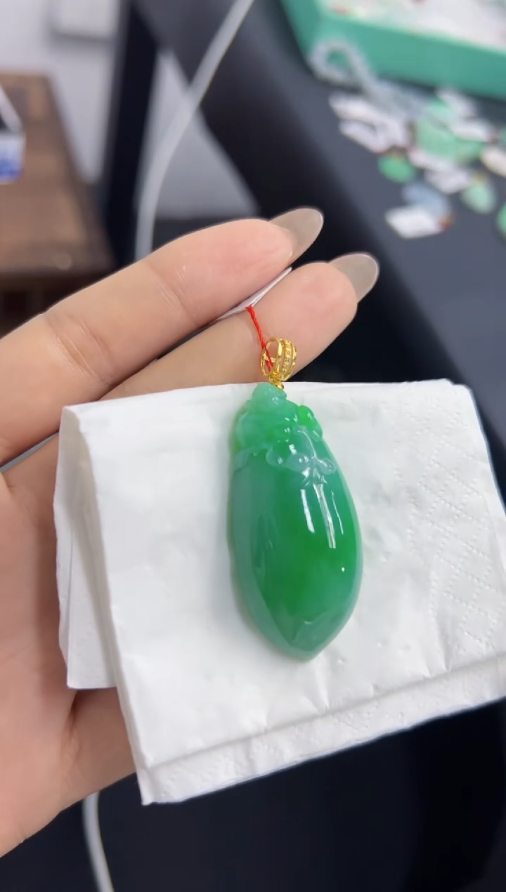 【闪购商品】翡翠颈饰18K金镶嵌Q缅料A货翡翠/支持复检/一件