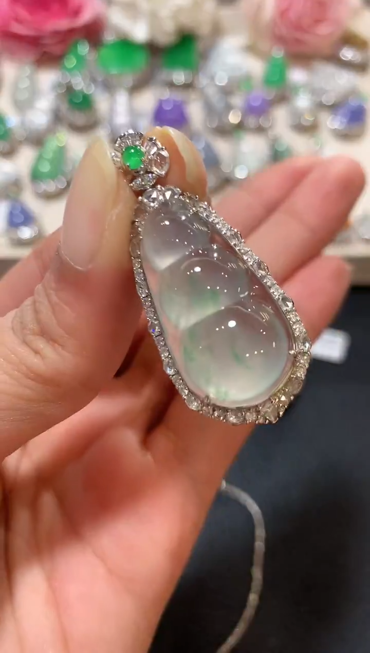 吊坠(不含链)18K金镶嵌翡翠z209 