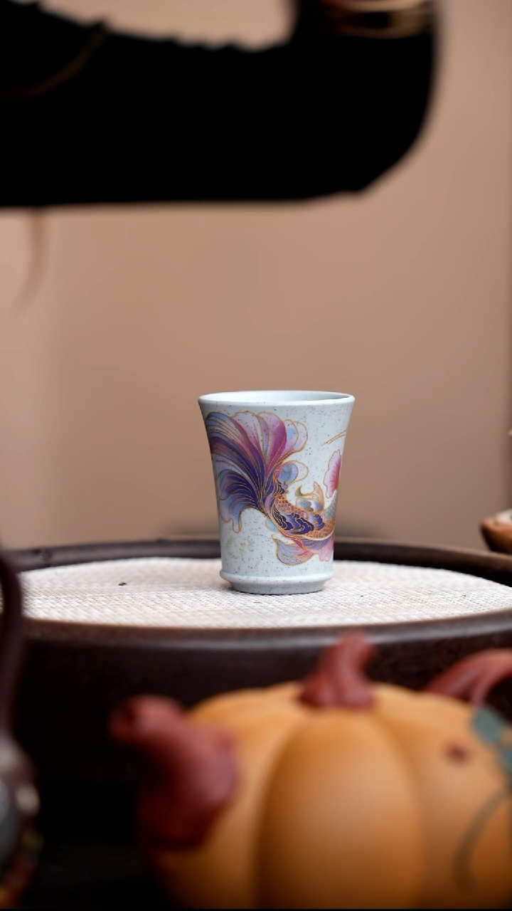 茶壶紫砂海蓝段喇叭杯金鱼