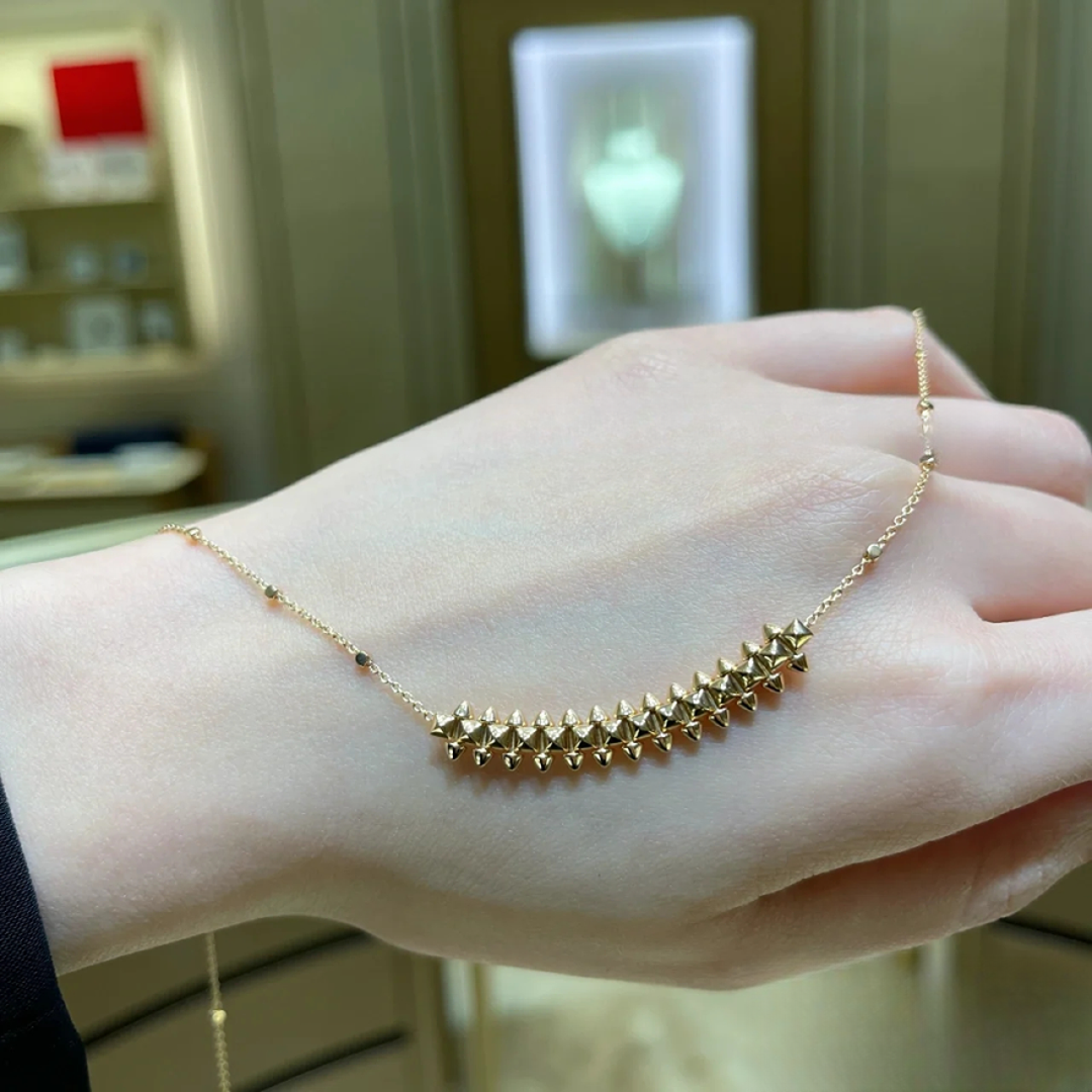 99新 Cartier/卡地亚 珊珊专场 小号款项链 铆钉款 玫瑰金 项链