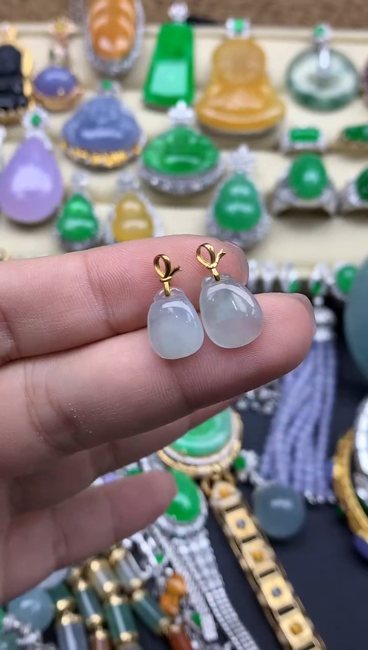 【闪购商品】翡翠耳饰18K金镶嵌291-中国好珍宝