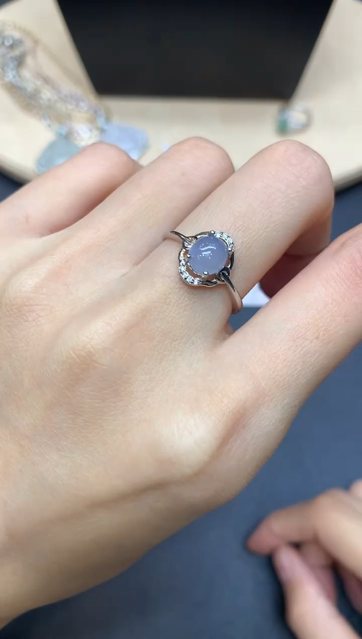 【闪购商品】翡翠戒指银S925镶嵌蛋面【多样性发其一】