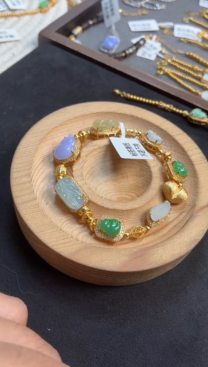 银S925镶嵌手链翡翠手串