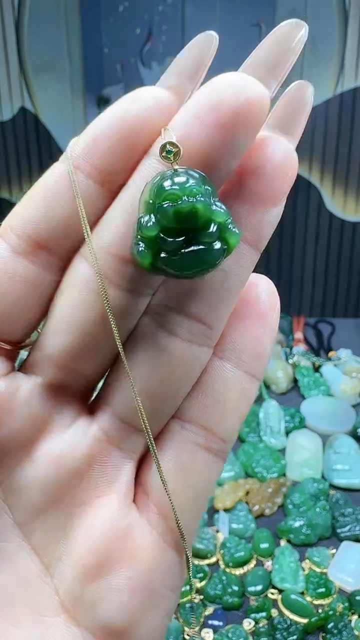 【闪购商品】和田玉吊坠(不含链)18K金镶嵌1