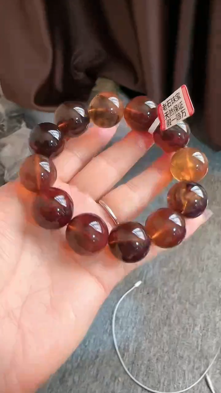 【闪购商品】琥珀手链未镶嵌规格20微瑕多宝手串#21