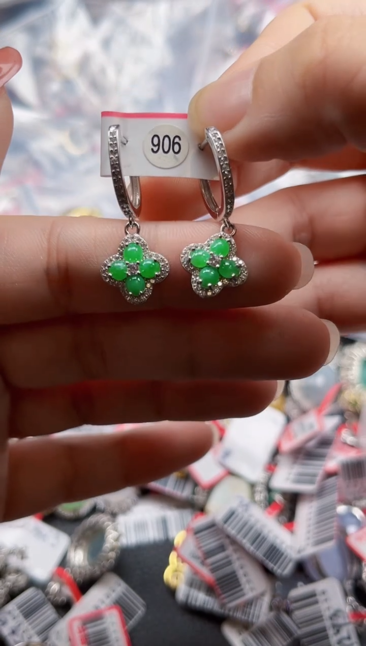 银S925镶嵌戒指翡翠天然A货缅甸翡翠