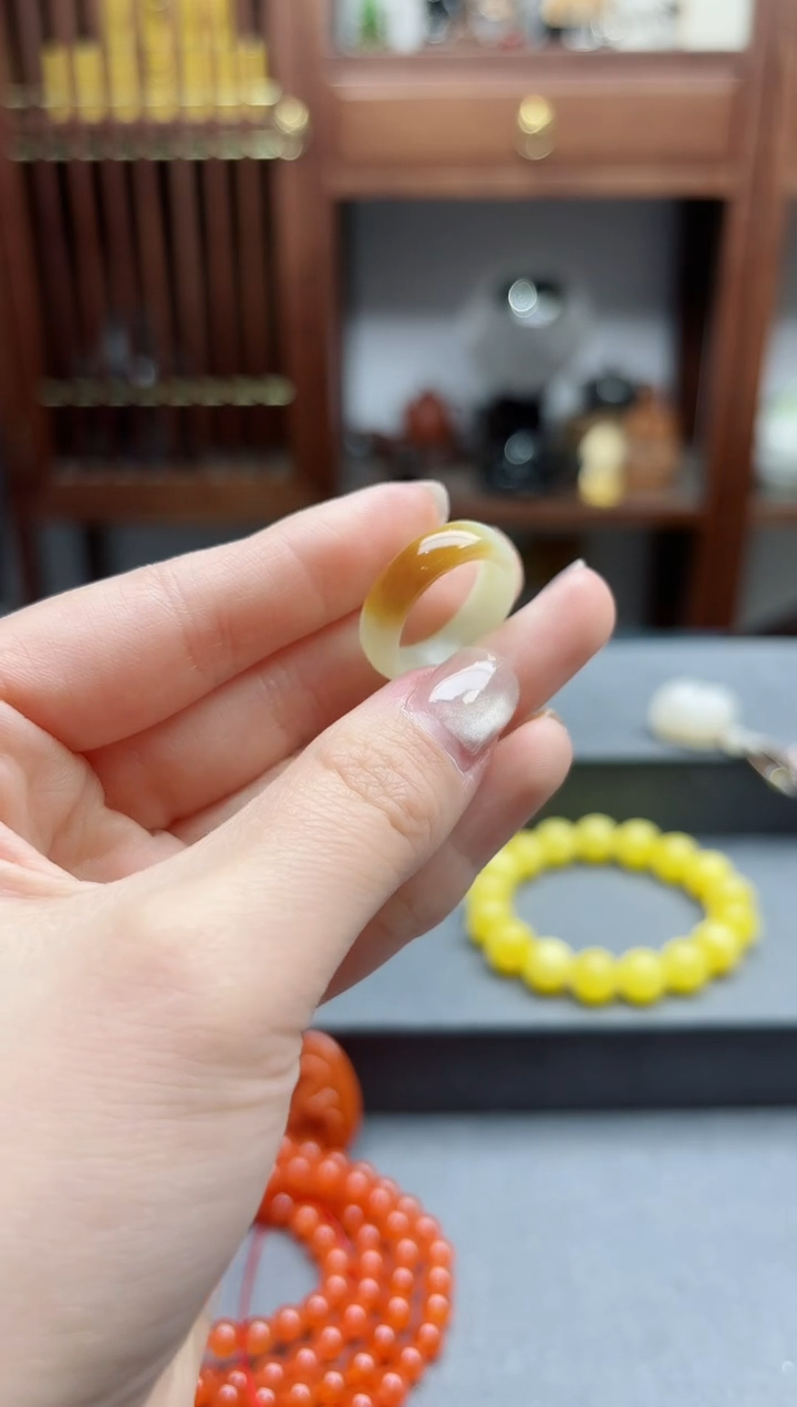 【闪购商品】和田玉指环未镶嵌糖料指环17-18#HX