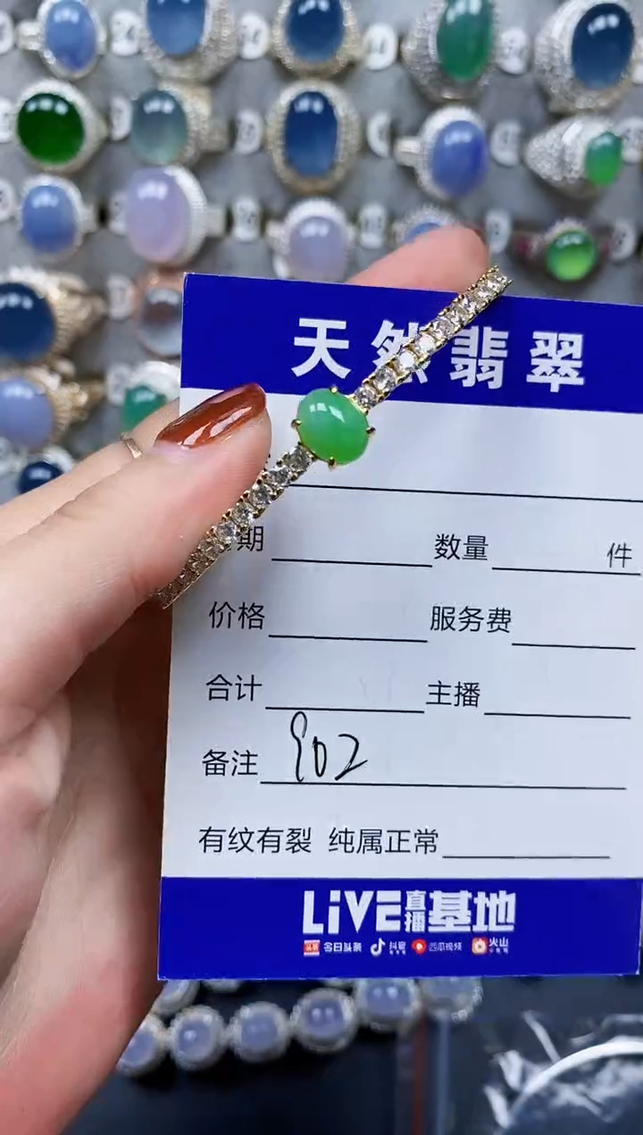 翡翠手镯银S925镶嵌902