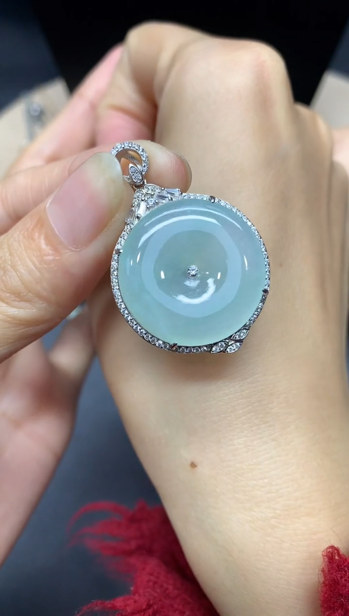 【闪购商品】翡翠吊坠(不含链)银S925镶嵌平安扣【多样性发其一】