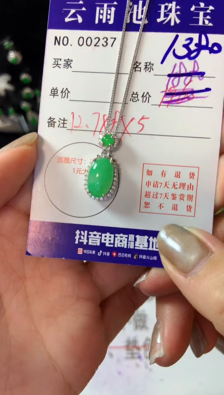 【闪购商品】翡翠颈饰银S925镶嵌翡翠