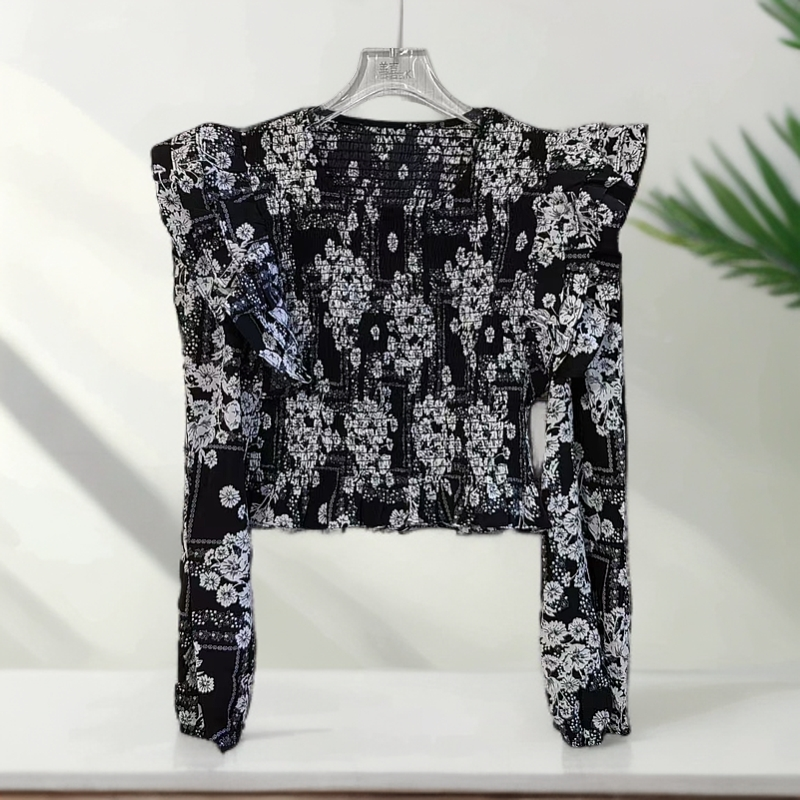 0533 长袖白花小衫