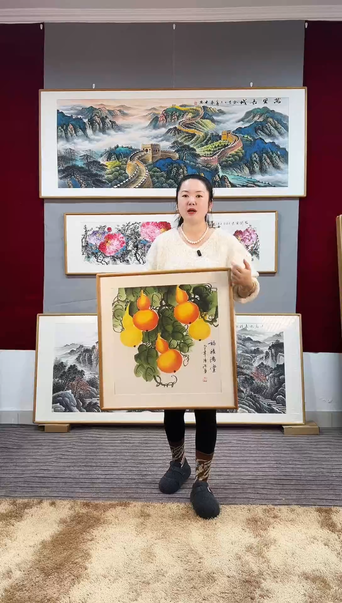 国画手绘葫芦62*62尺寸