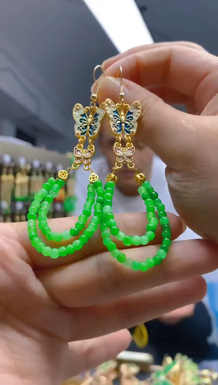 【闪购商品】翡翠耳饰合金0418翡翠耳钩