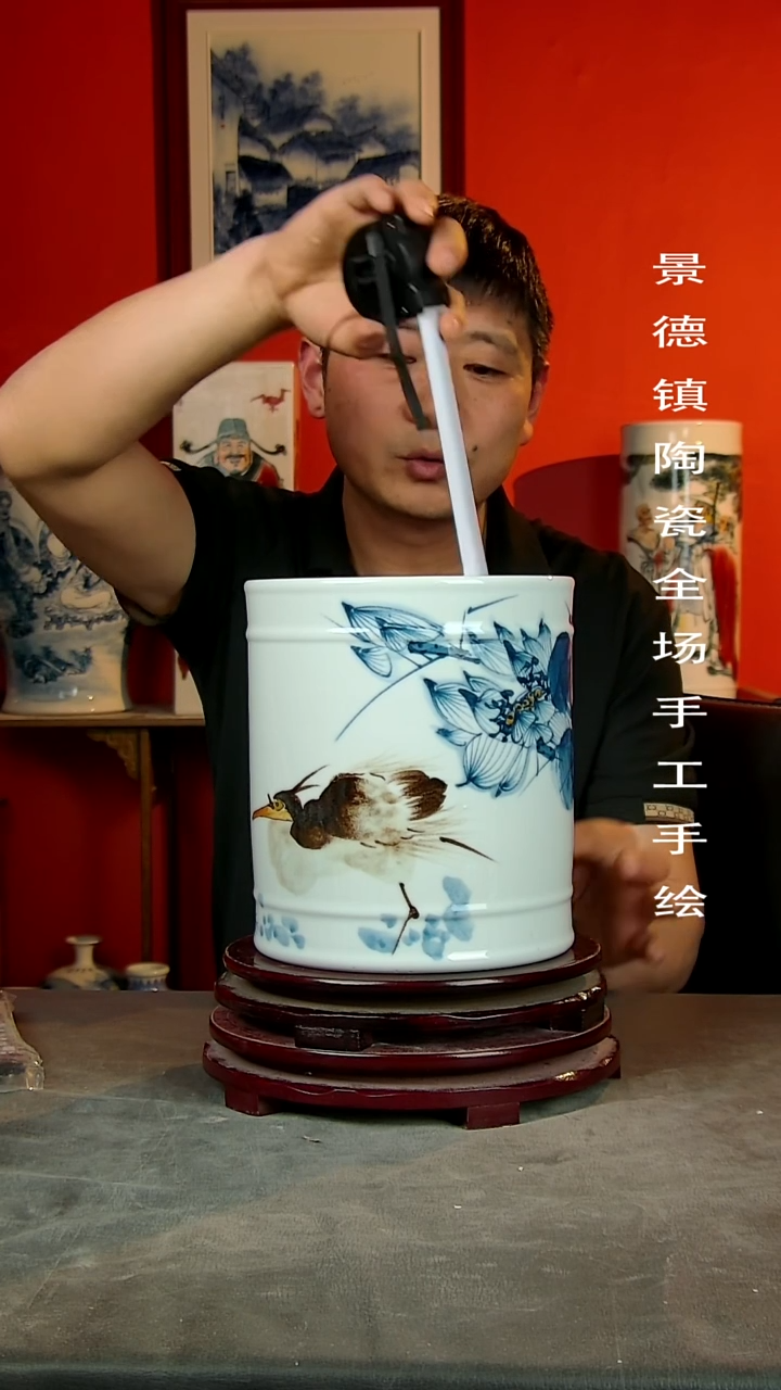 摆件景德镇陶瓷花瓶手工手绘