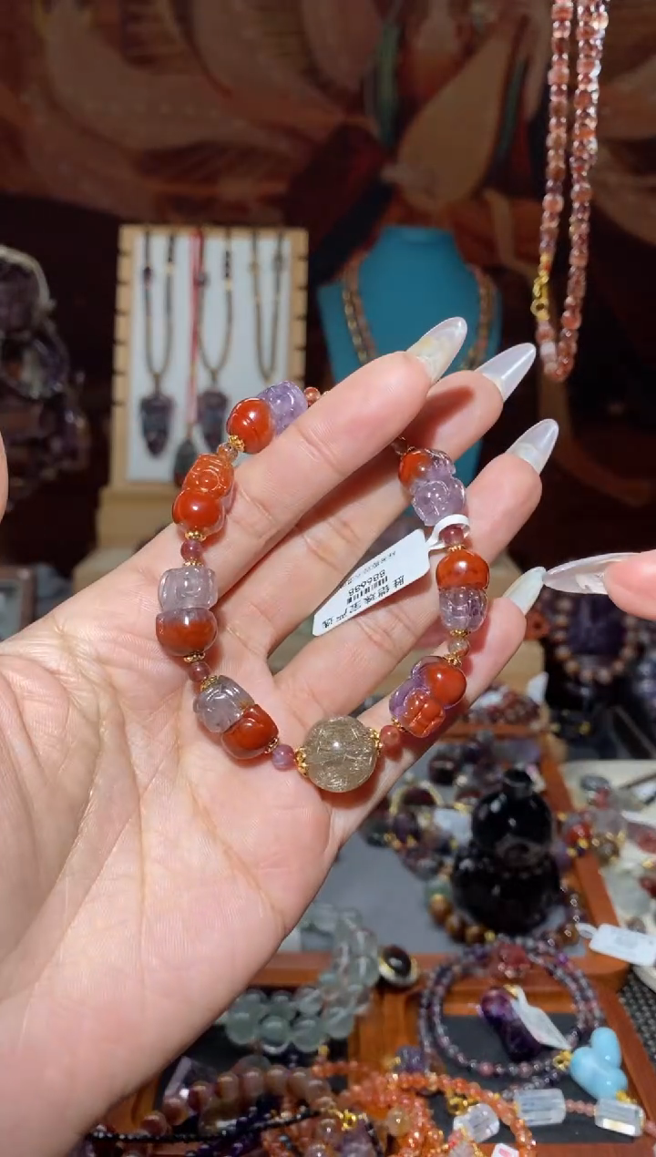 【闪购商品】水晶手串未镶嵌红极光貔貅阵