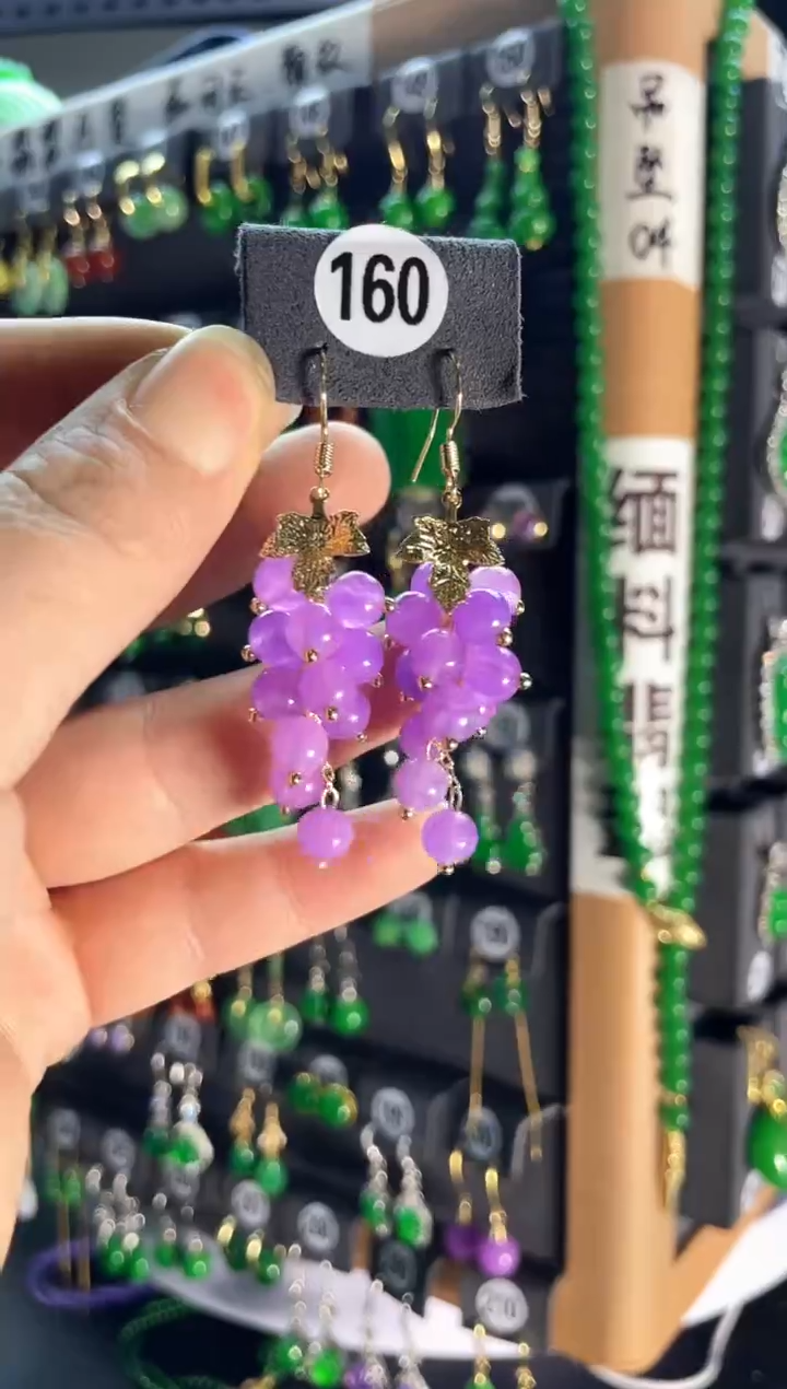 【闪购商品】翡翠耳饰银S925镶嵌老160