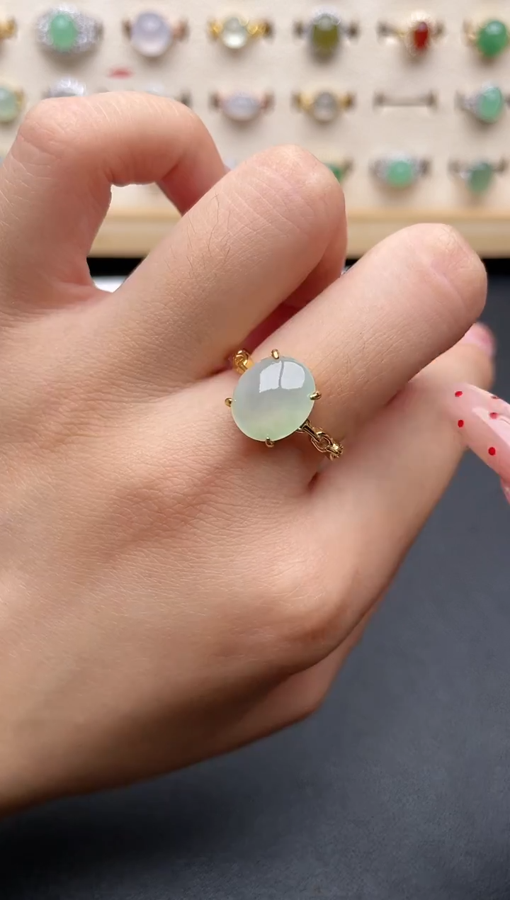 【闪购商品】翡翠戒指银S925镶嵌一物一证一礼盒