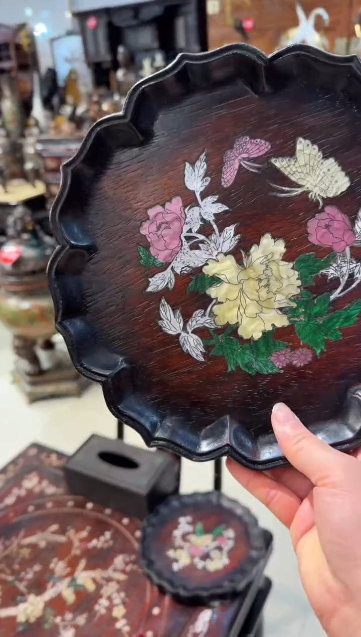 木紫檀牡丹花圆盘88.8888888