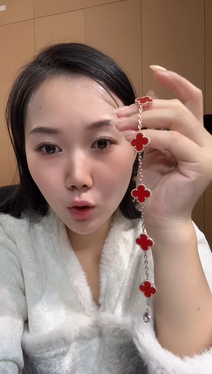 【闪购商品】玛瑙/玉髓手链18K金镶嵌红色k黄 25版 五花手链GHJ 