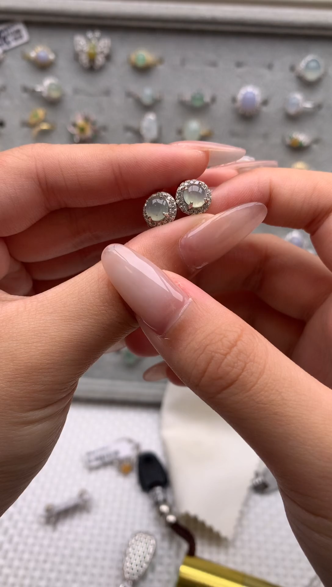 银S925镶嵌戒指翡翠耳饰5