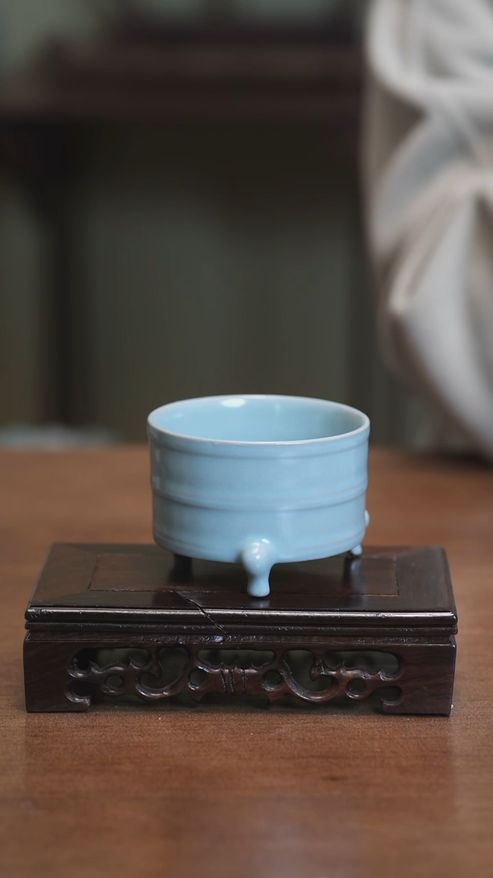 【闪购商品】Y宝丰宋官窑原产地汝瓷三足樽