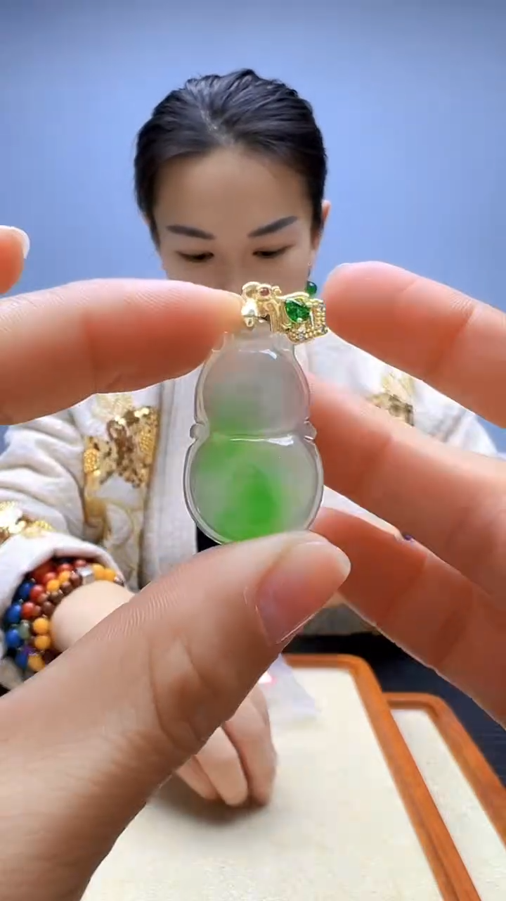 颈饰14K金镶嵌翡翠高货diy劲饰