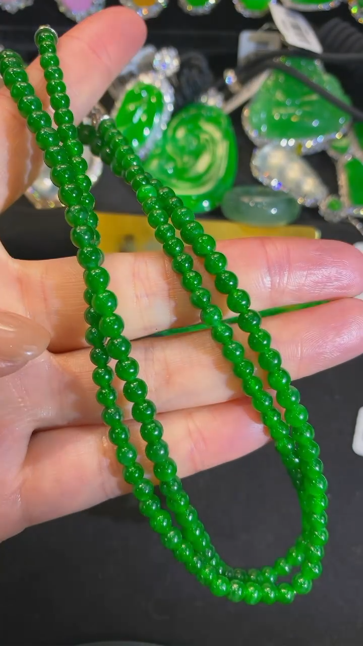 【闪购商品】翡翠颈饰未镶嵌绿珠链