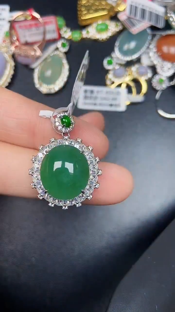 银S925镶嵌戒指翡翠3410