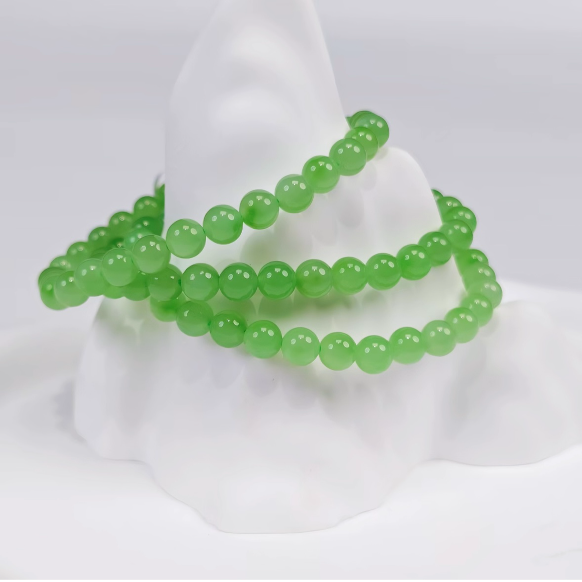 和田玉碧玉6MM苹果绿手串  多样性发其一  WH18S6MHD