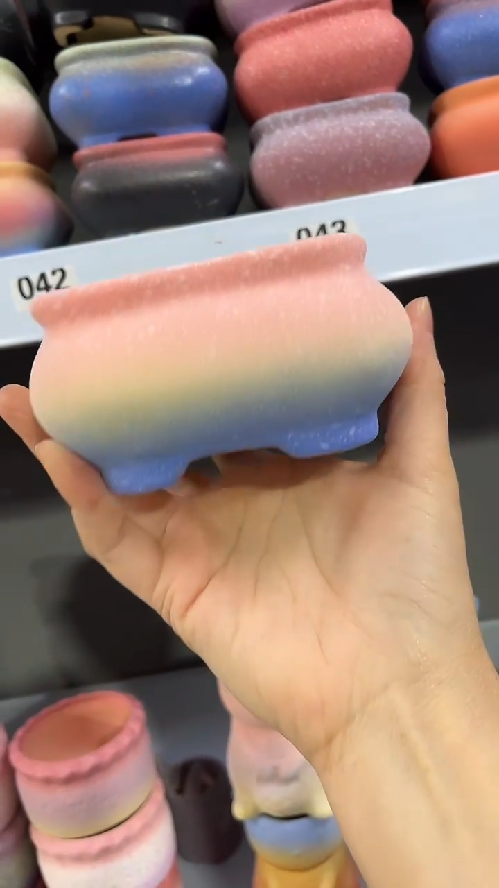 麦饭石粗陶多肉花盆9*5