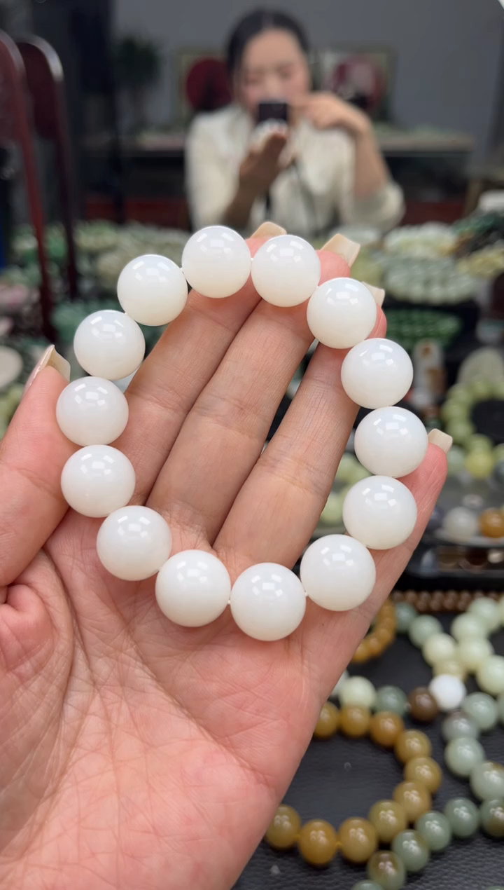 【闪购商品】和田玉手串未镶嵌新疆天泰白玉卡15