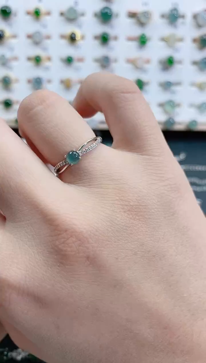 银S925镶嵌戒指翡翠天然翡翠