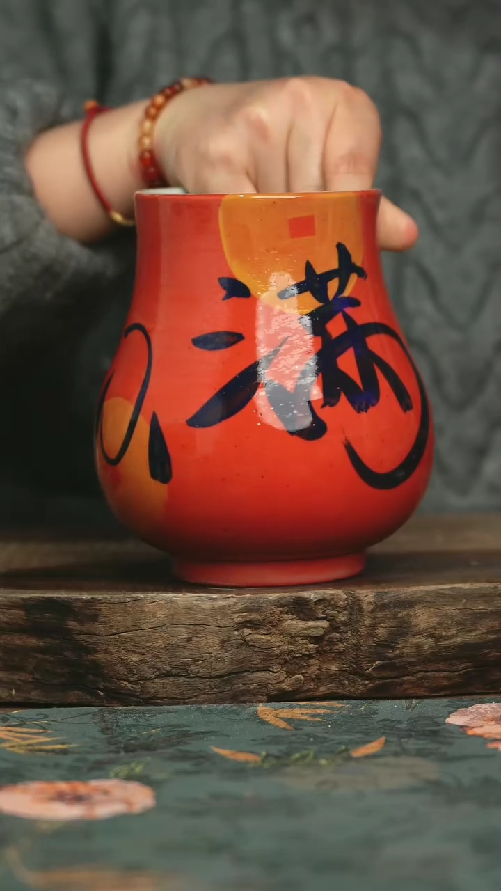 【闪购商品】瓷片杯釉下彩手工手绘同款陶器