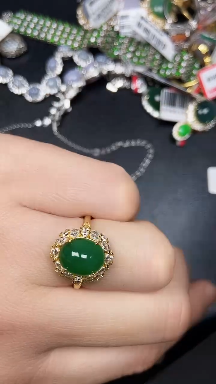 银S925镶嵌戒指翡翠1870