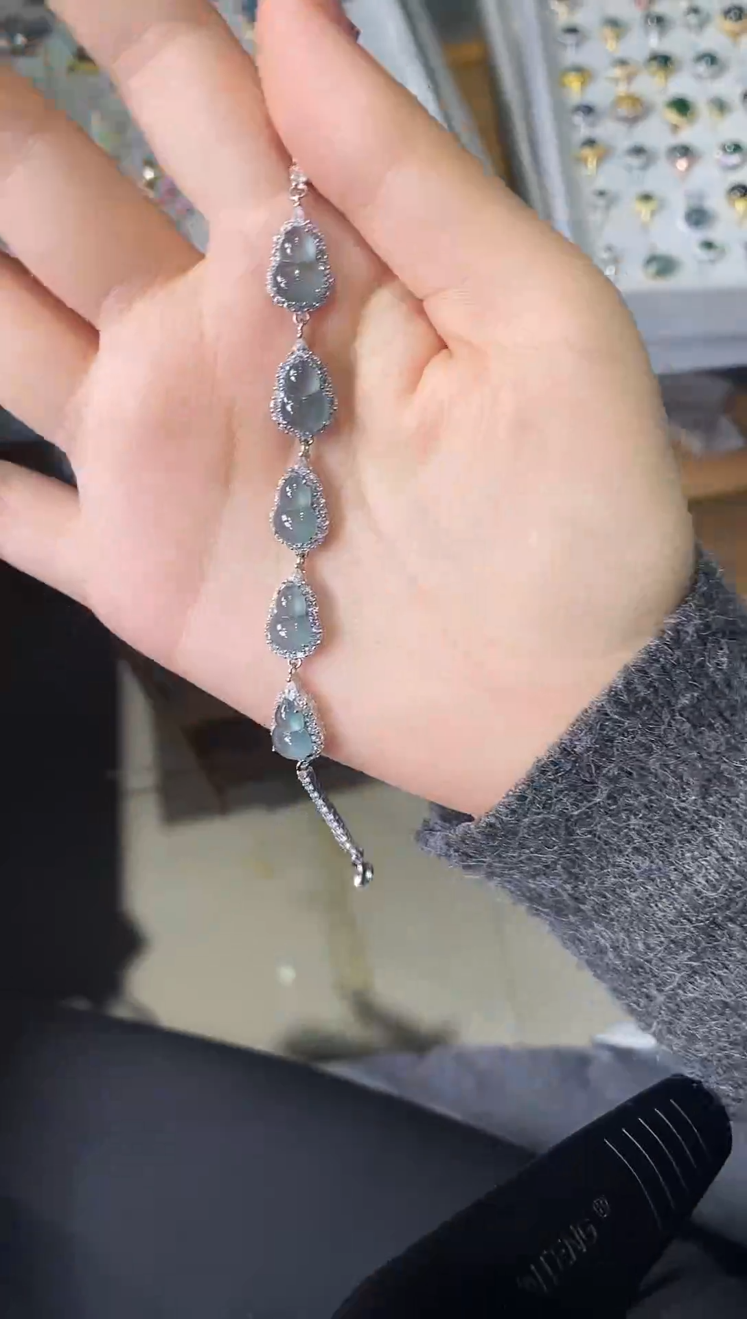 银S925镶嵌戒指翡翠85385