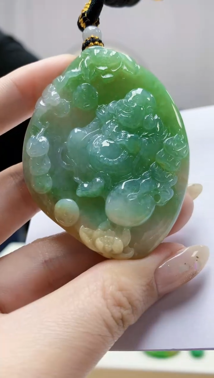 未镶嵌定制翡翠5060jw-毛货挂件80