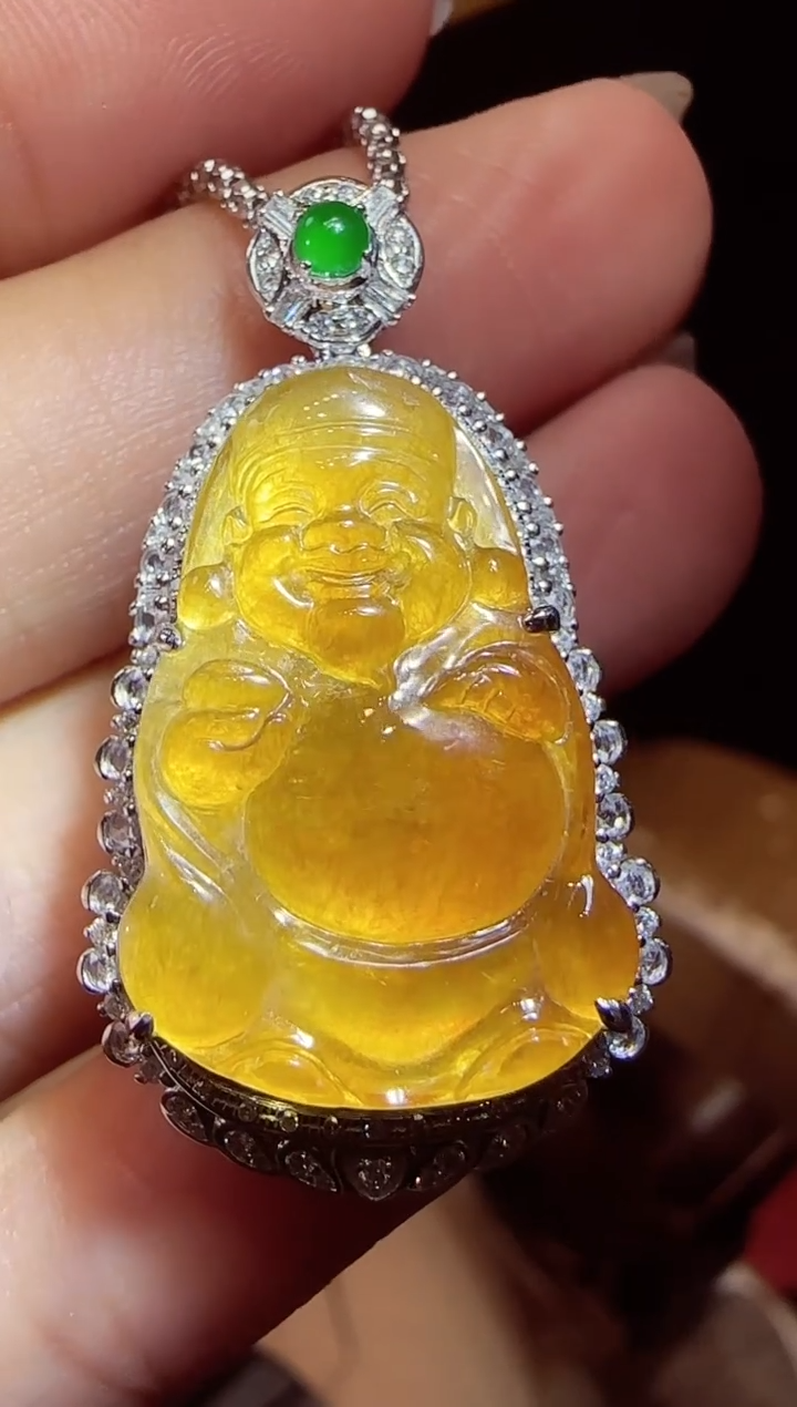 【闪购商品】翡翠颈饰18K金镶嵌财神