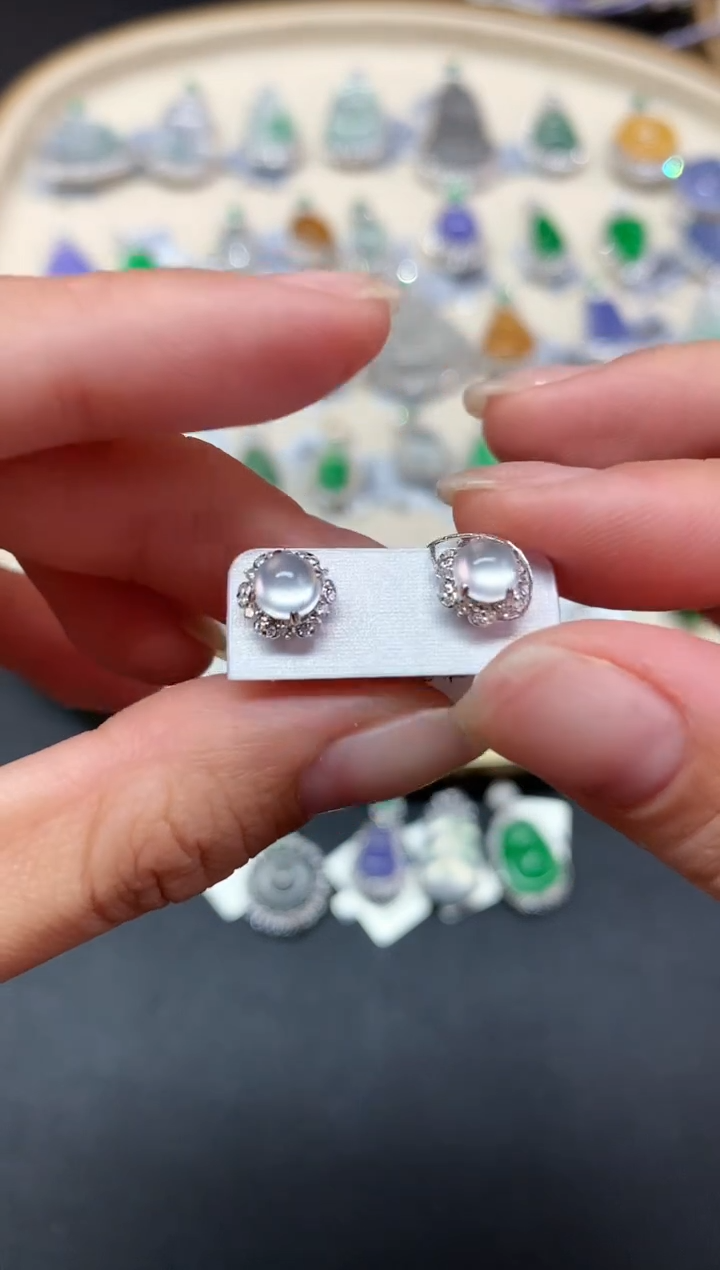 【闪购商品】翡翠耳饰18K金镶嵌耳饰A58|2980