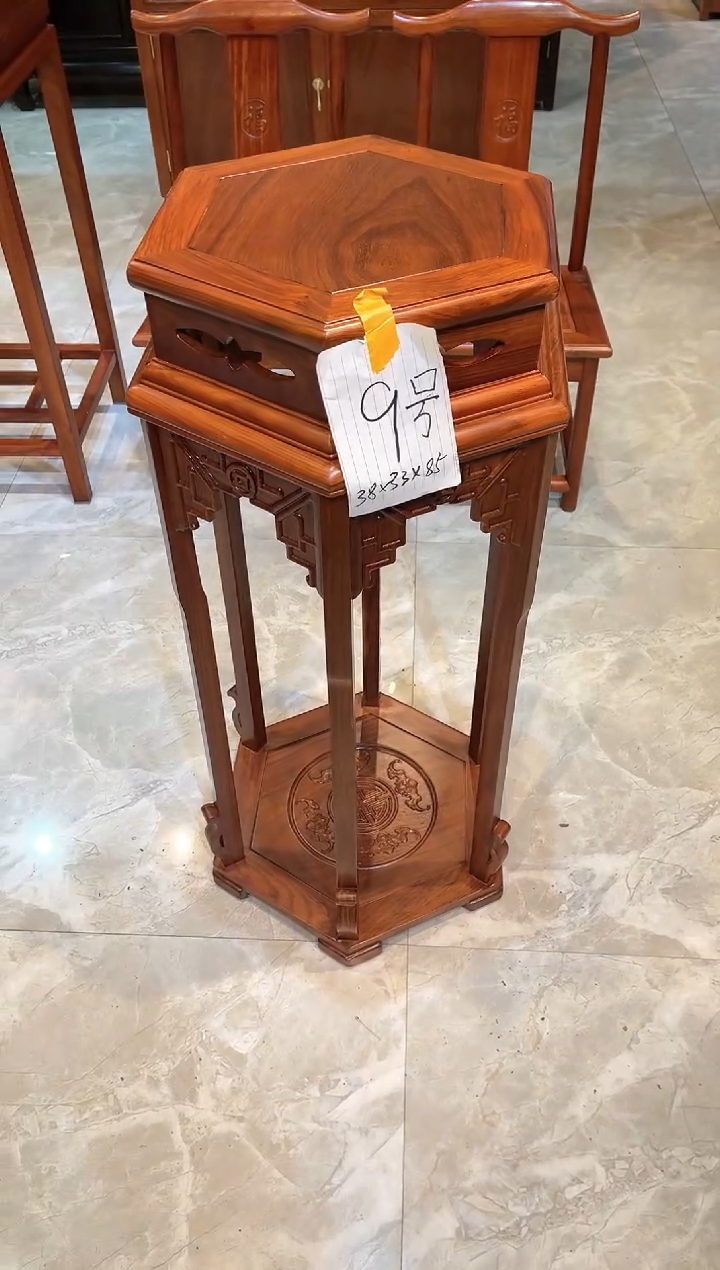 花梨木类成套家具胖**金大六角花架38*33*85