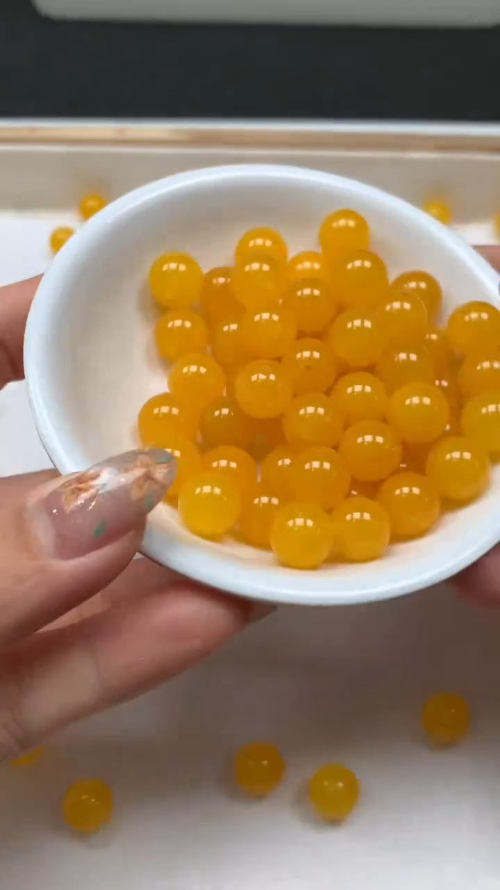 未镶嵌散珠玛瑙/玉髓A1685 冰鸡油黄玛瑙10mm10个5.8元